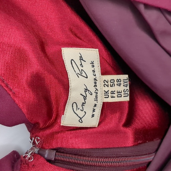 4XL (2X) Lindy Bop Fit & Flare Ruby Red Swing Dress - Picture 5 of 8